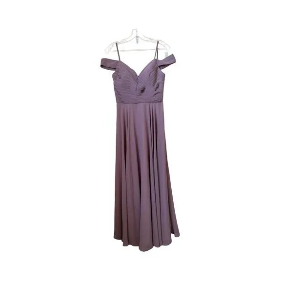 blue dress for baby girl Mauve Sweetheart Neck Off Shoulder Long Sleeve Tulle Maxi Dress – PinkBlush